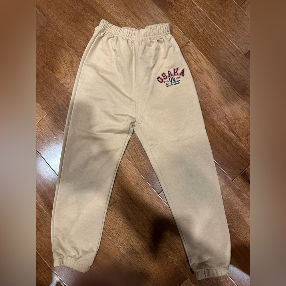 Kids Jogger Sweatpants – Size 4–5Y – Beige Elastic Waist Pants